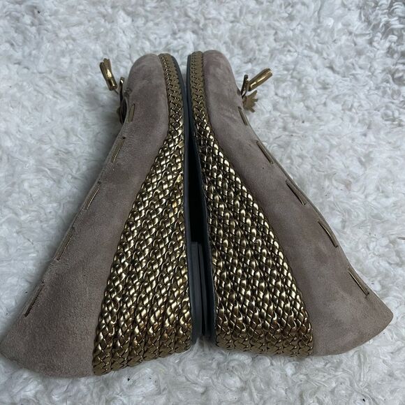 Lauren Ralph Lauren Cambree Leather suede brown breaded bronze wedge shoes SZ10B - Picture 8 of 11